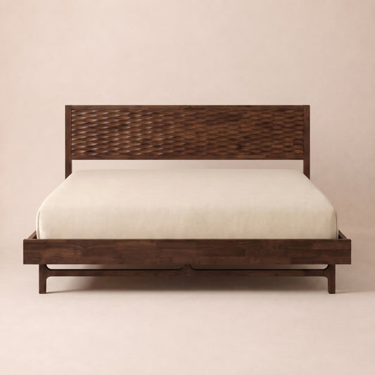 Cadre de lit plateforme Acacia Elara avec tête de lit - Design élégant et durable