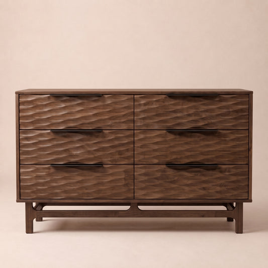 Commode Elara en bois massif avec 6 tiroirs